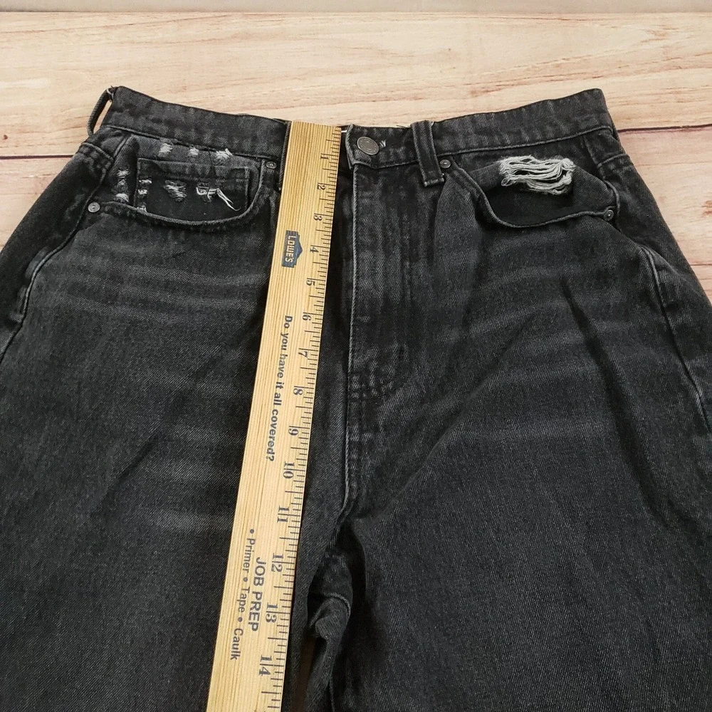 RSQ Jeans Women 28 Black Straight Distressed High‎ Rise Mom Denim Ladies 28x29